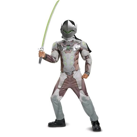 Overwatch Genji Boys Cosplay Halloween Costume Mask Size S 4-6 Gaming - Picture 3 of 7
